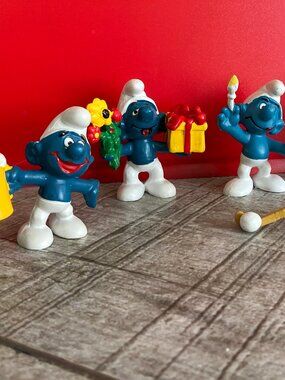 Vintage Smurf Figures 1975-1981 PEY0 Set of 5